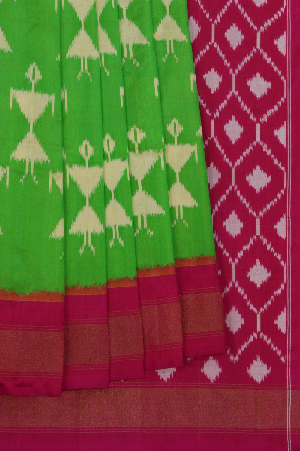 Image of Pochampally Ikat Green Saree